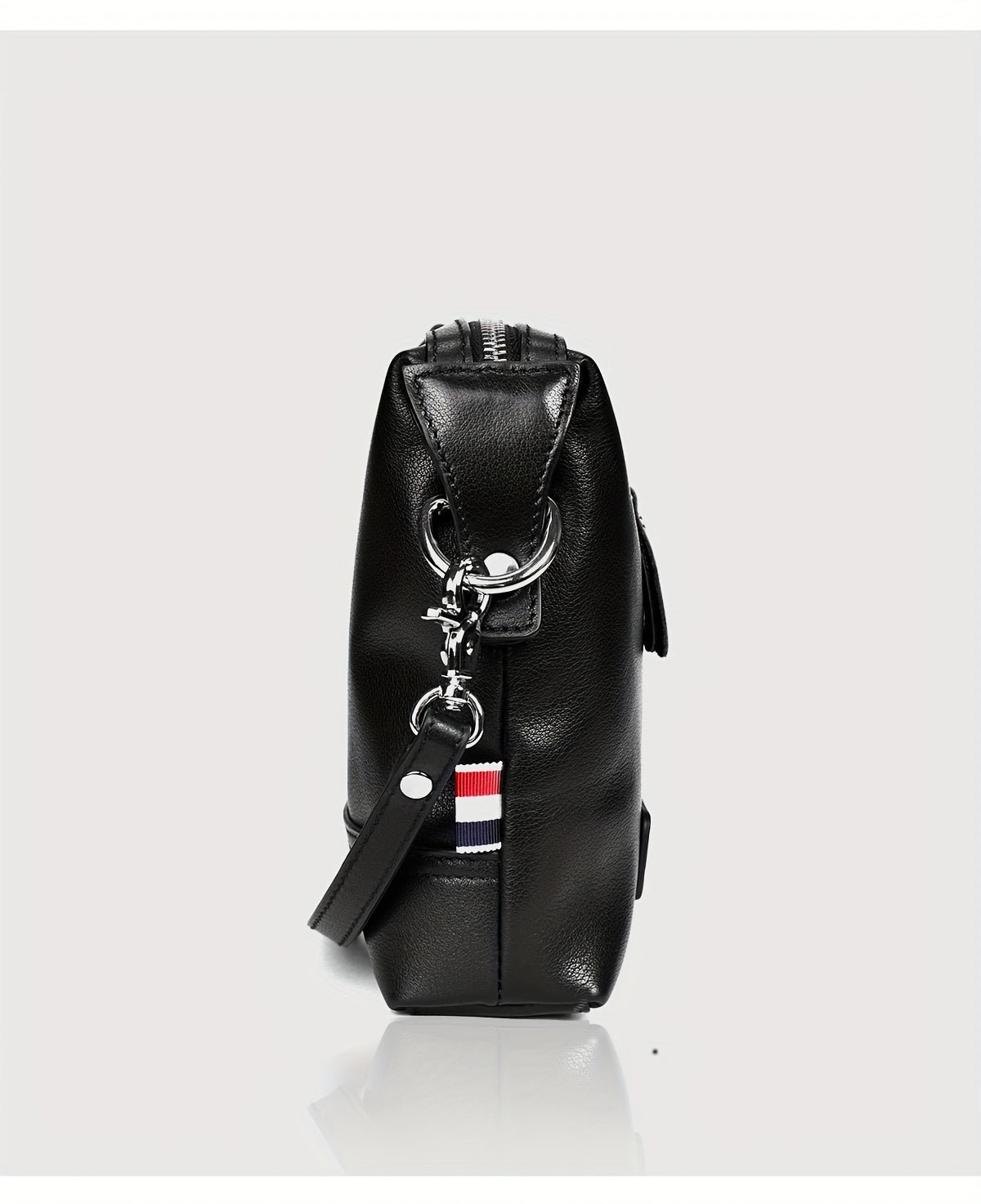 Genuine Leather Men's Crossbody Bag - Adjustable Shoulder Strap, Snap Closure, Soft Cowhide Vintage Style Black Casual Business Backpack for Everyday Use