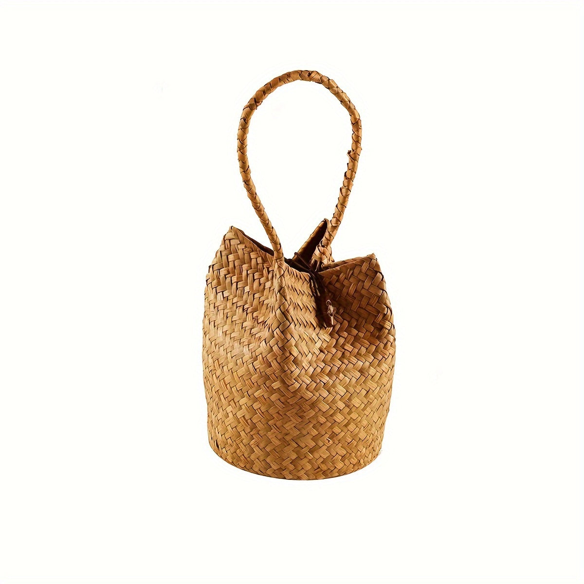Retro Woven Bucket Bag, Bohemian Ruched Handbag, Mini Candy Bag For Wedding Festival Party