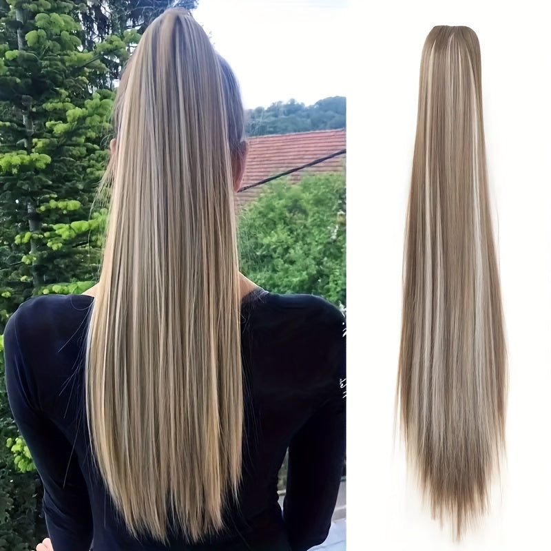 Synthetic Ponytail Extensions with a Long, Straight Design, Perfect for Women Seeking an Elegant Look for Everyday Hair Accessories.