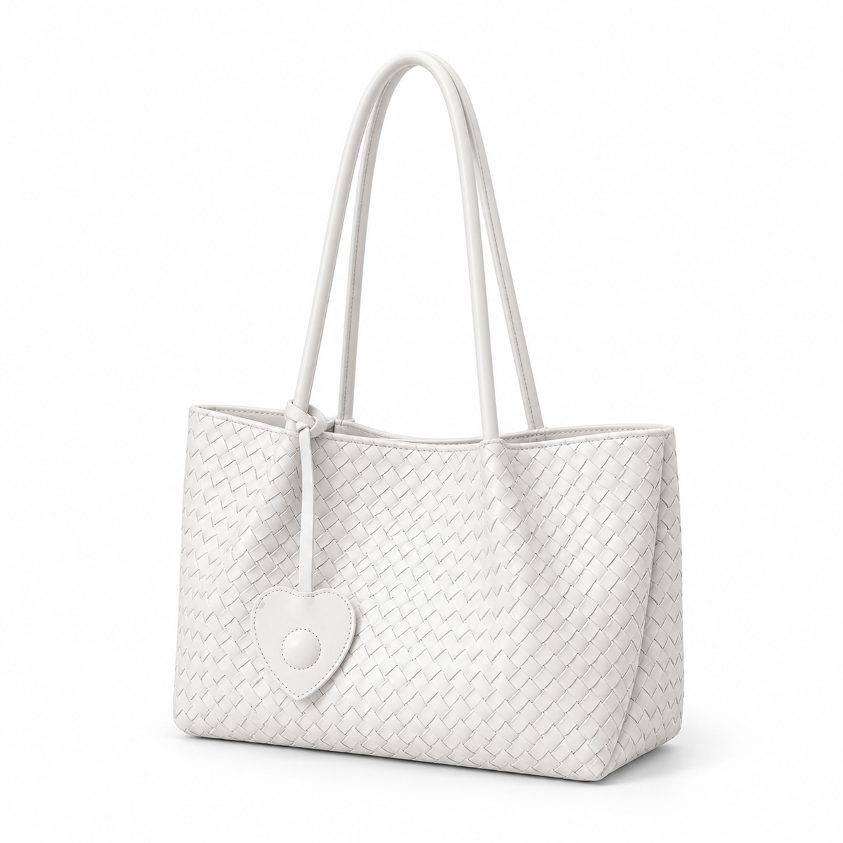 Elegant Cream Woven Shoulder Tote Bag