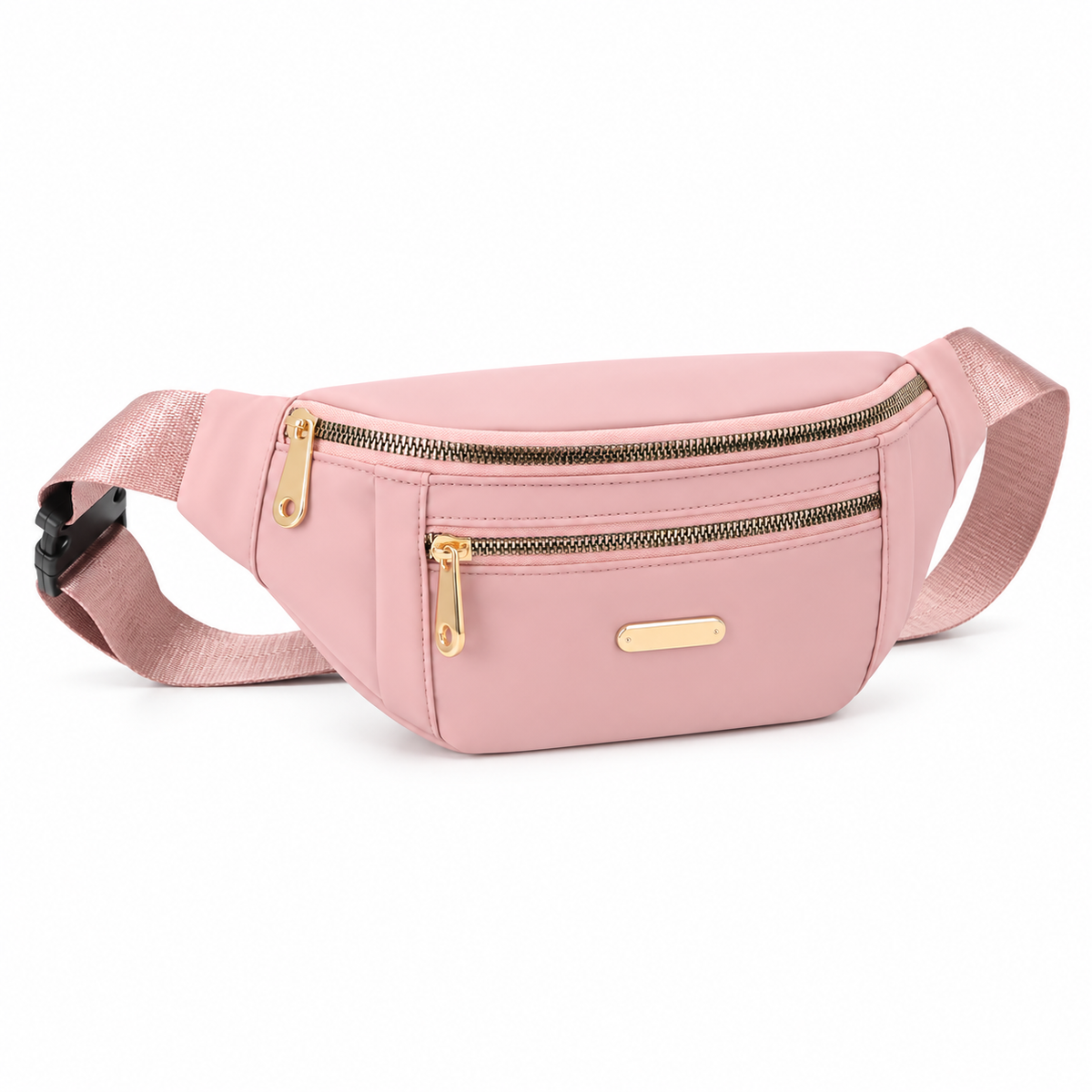 Blush Pink Adjustable Zipper Waist Bag