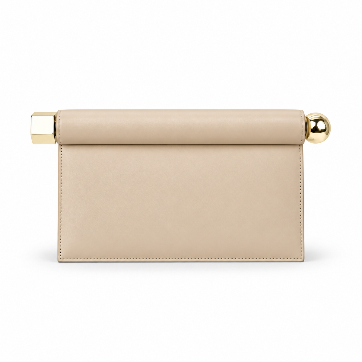 Elegant Beige Leather Evening Clutch Bag