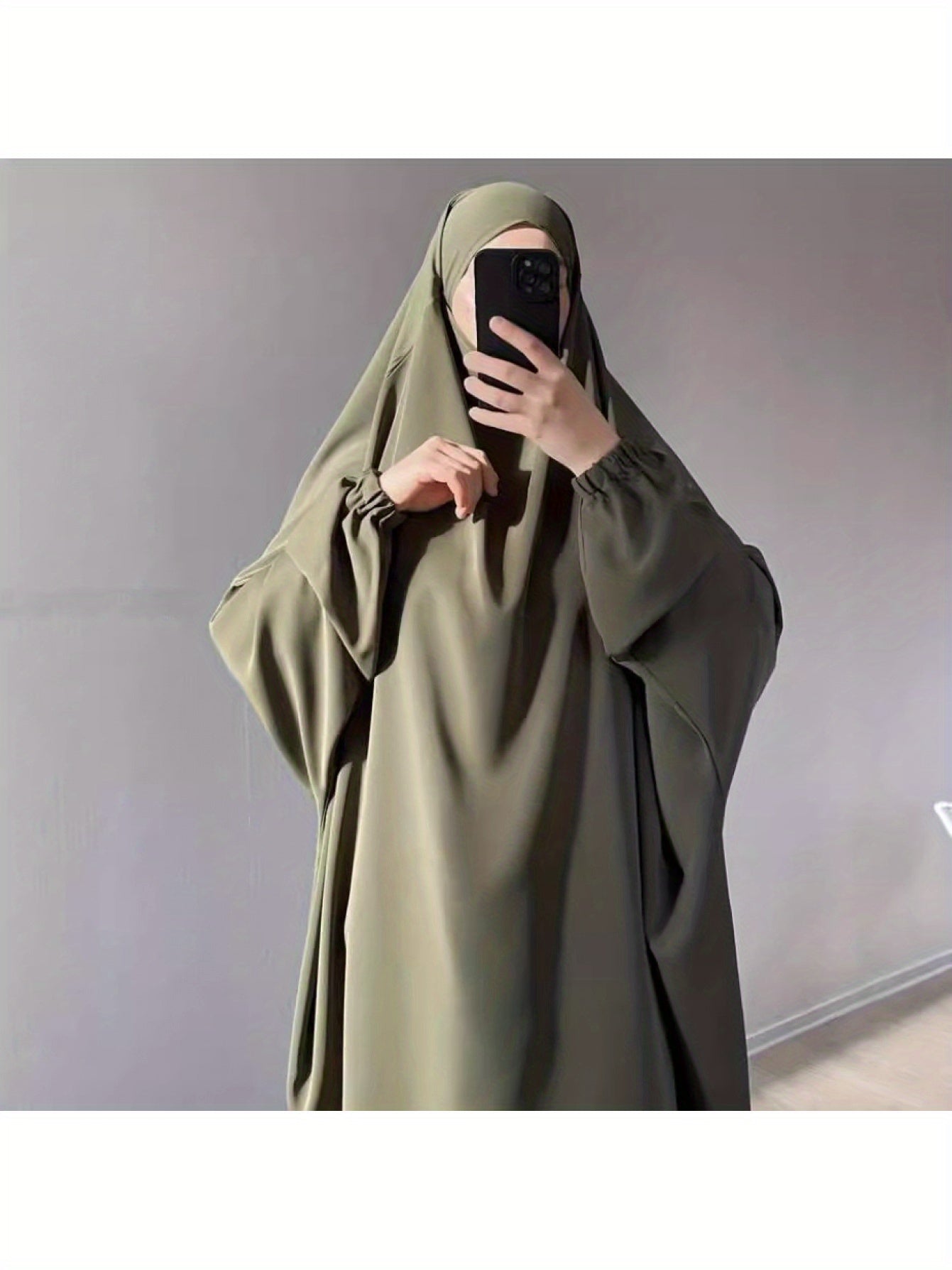 Middle East Dubai Women's Solid Color Loose Jilbaab Two-Piece Set with Large Hijab for Export