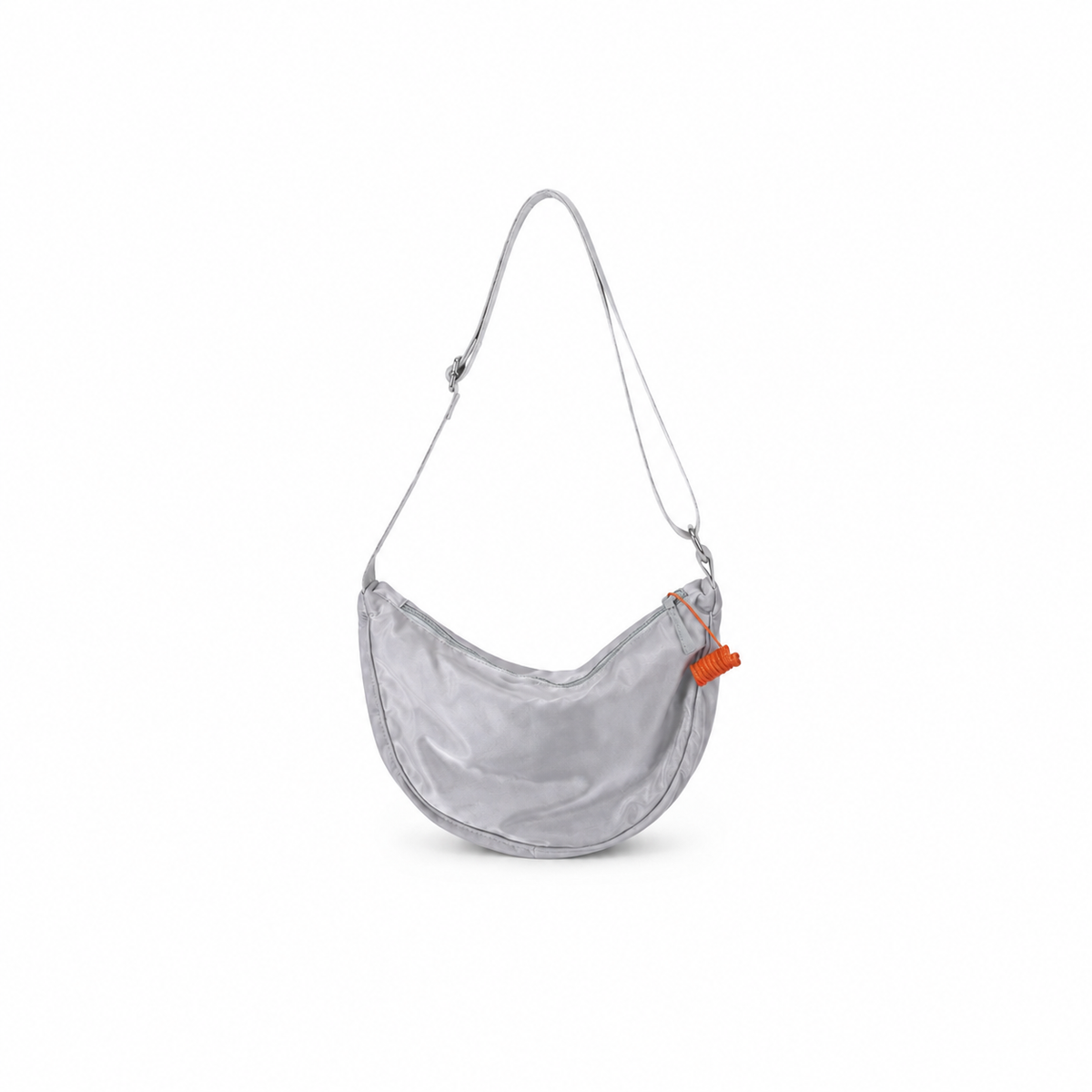 Silver Grey Crescent Shoulder Bag