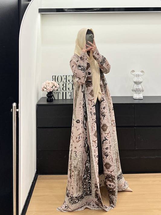 Plus Size Women's Middle Eastern Emirati Abaya Kaftan - Floral Print Loose Fit Draped Lightweight Breathable for Spring Summer Fall, Machine Washable for Daily Wear & Formal Events