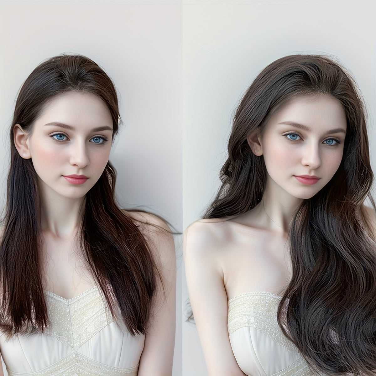 Synthetic Fiber Big Wave V-Shaped Hair Extensions, White Invisible, Available in 16/20/24/28 Inches, 4 Clip-In Extensions, with Options in Black And Brown for Everyday Parties And Holiday Gatherings