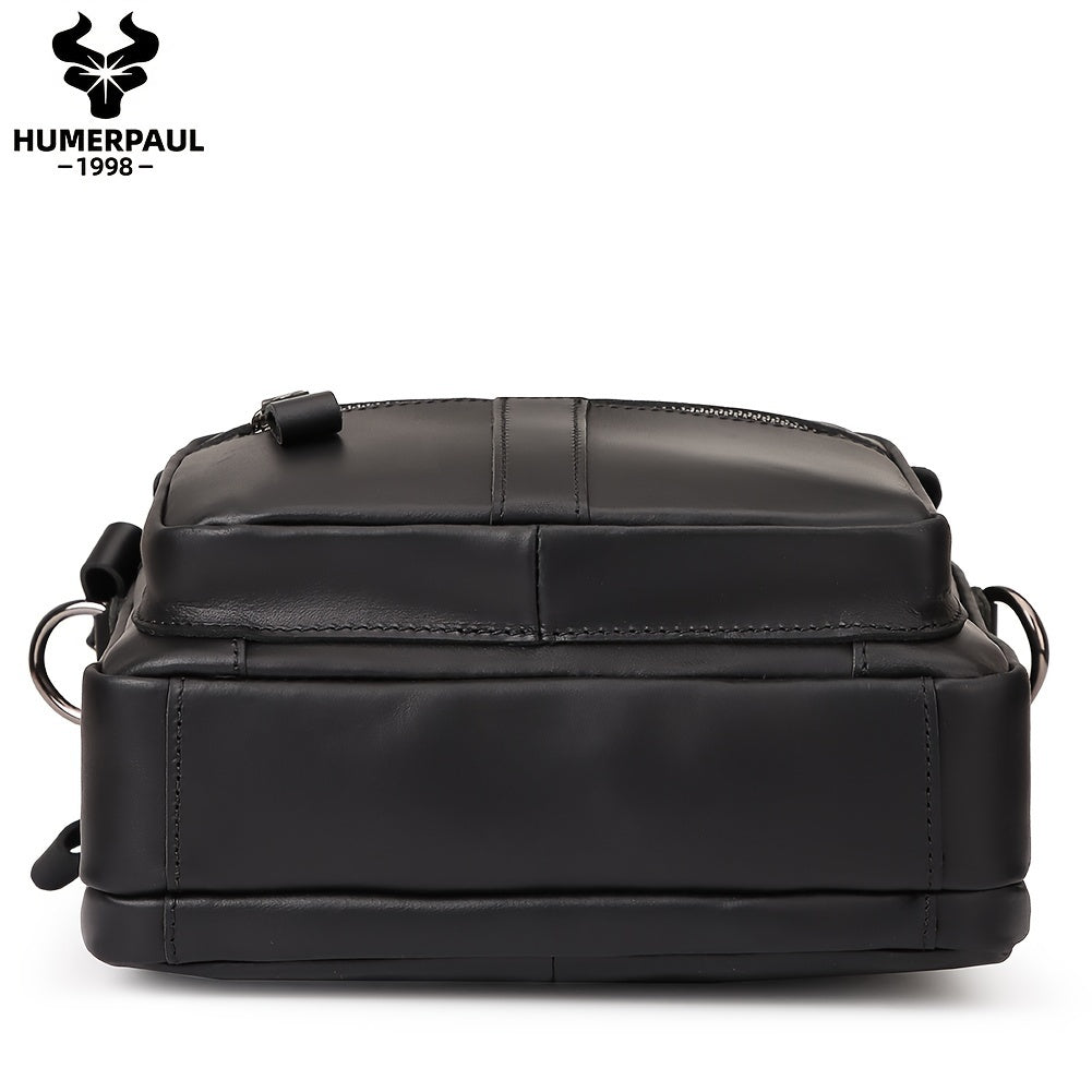 Leather Messenger Bag For Men, Shoulder Crossbody Bag With Adjustable Straps For Work Business