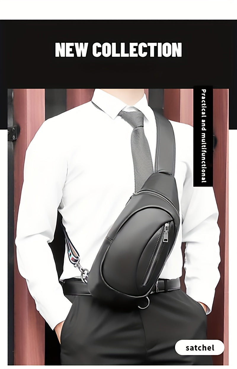 New Leather Men's Sling Bag Large Capacity Waterproof Shoulder Bag Crossbody Bag