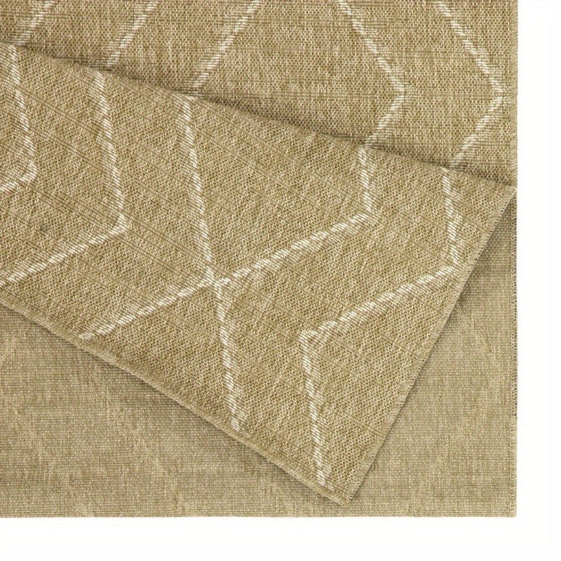 Earth Collection Jute White Indoor/Outdoor Area - 7x10ft, Diamond Pattern, Stain-Resistant Polypropylene, & Pet-Friendly, Easy Clean, Outdoor Decor, Contemporary Design Medium Rugs