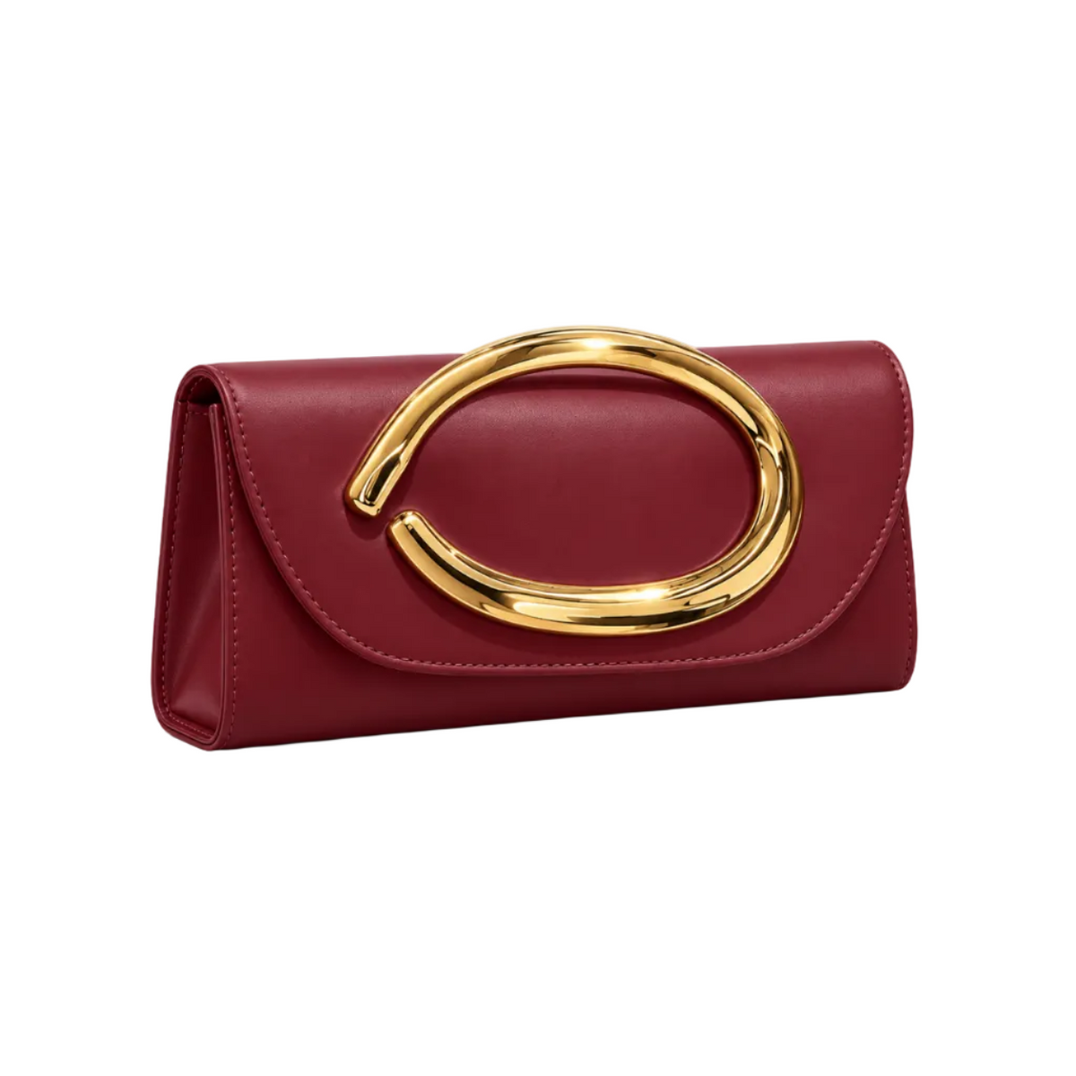 Burgundy Evening Clutch With Golden Accent