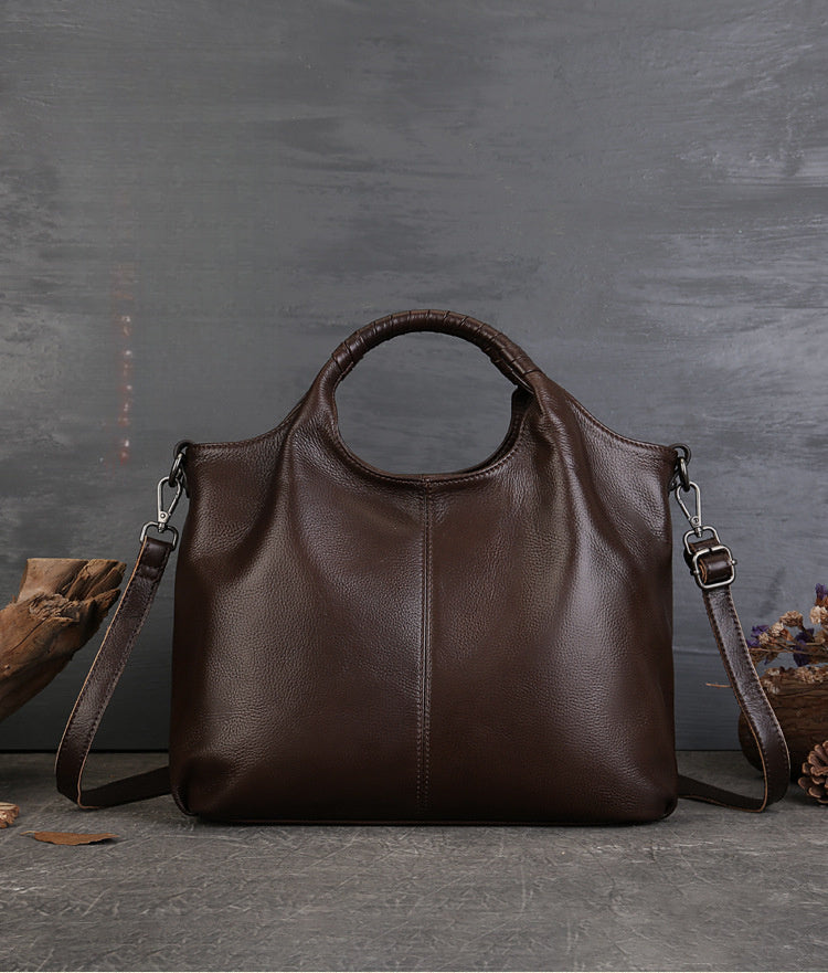 Multi-Functional Messenger Handbag, High-End Genuine Leather Women's Bag, Ethnic Fashion Layer Cowhide Large-Capacity Tote Bag