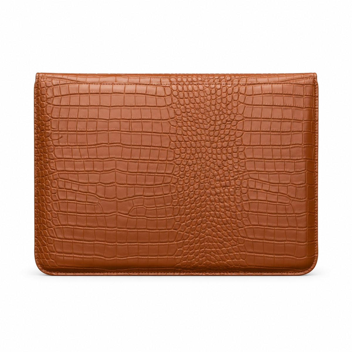 Caramel Crocodile Embossed Leather Laptop Bag