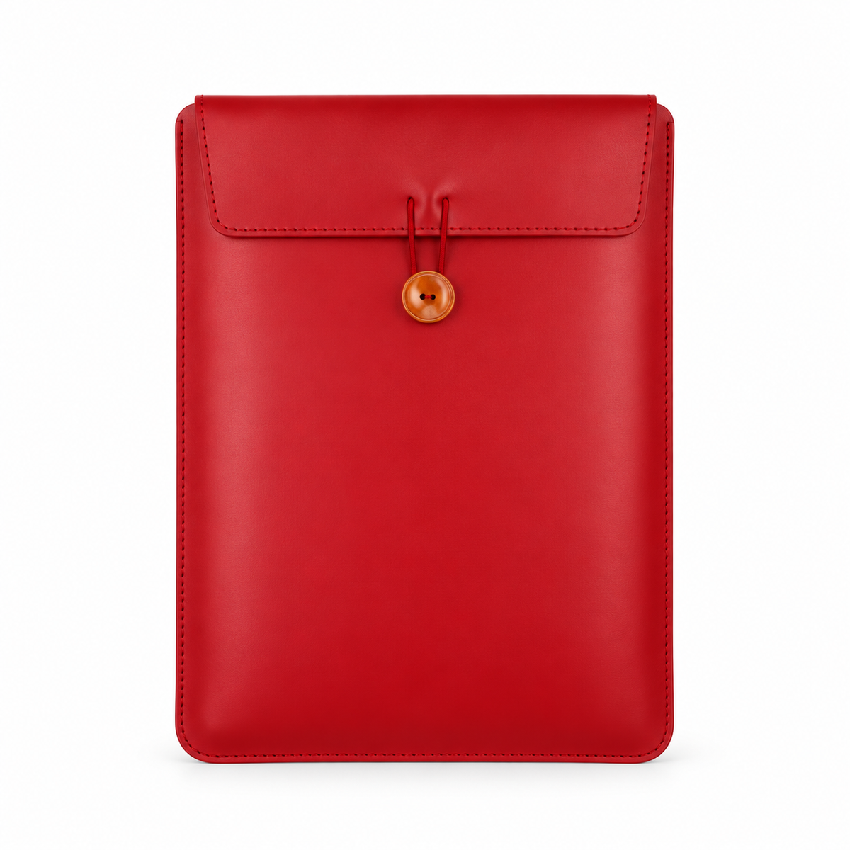 Red Leather Laptop Bag With Button
