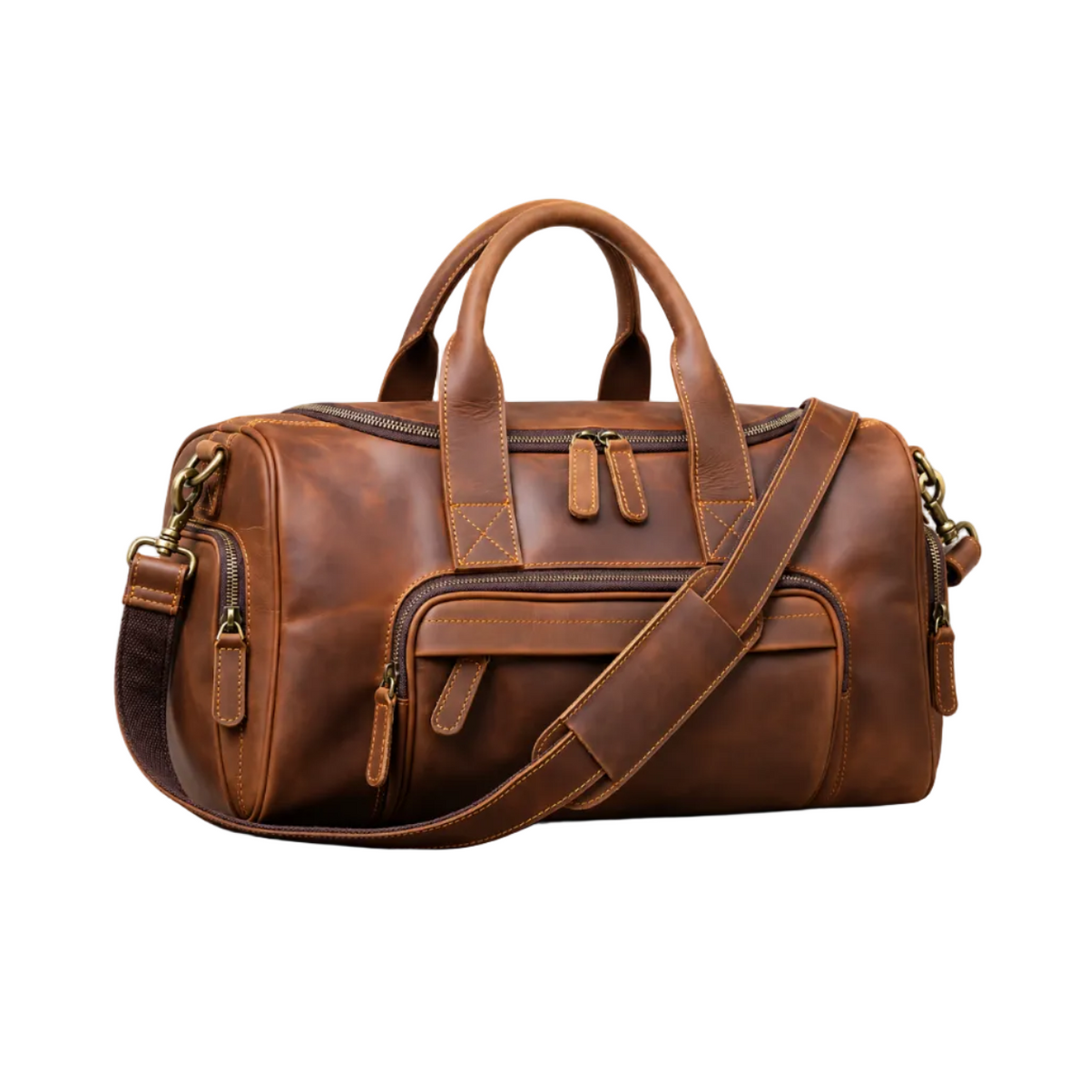 Vintage Brown Overnight Duffel Travel Bag