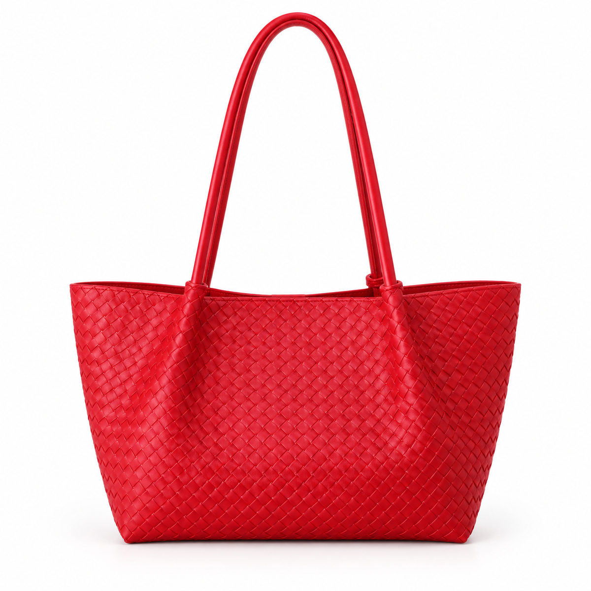 Red Woven Tote With Heart Charm