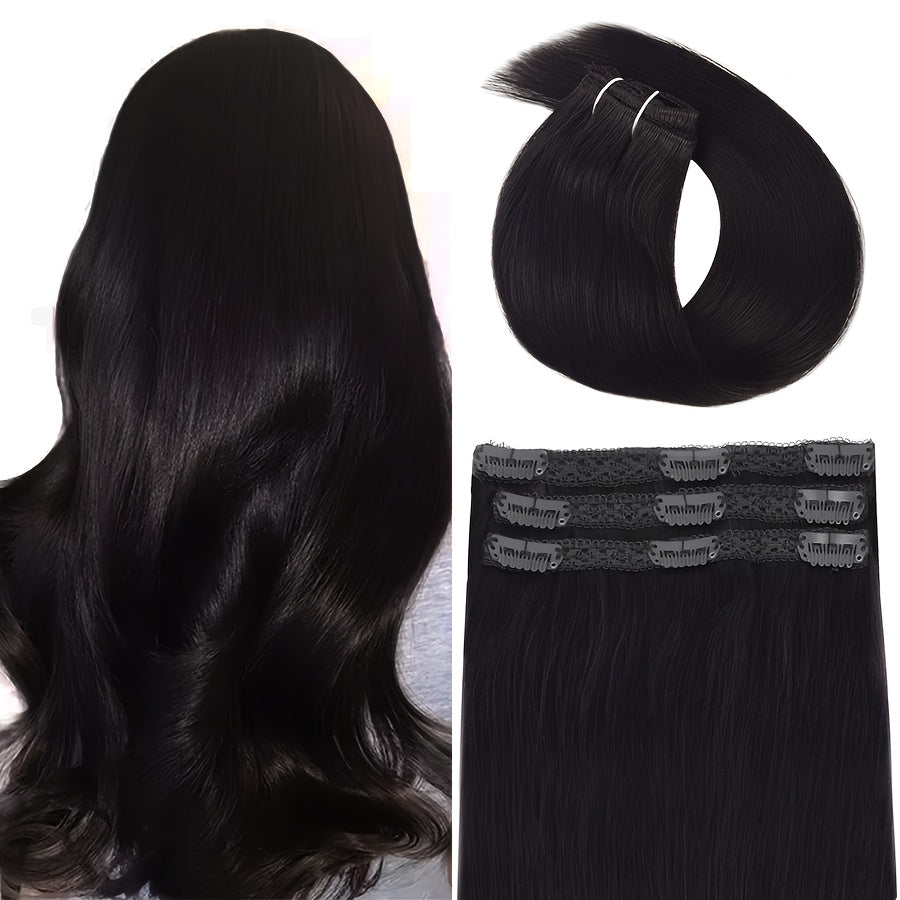 12-16 Inch Real Hair Clip In Hair Extensions Real Hair Clips Invisible Hair Extensions 3pcs/Pack, Real Hair Wigs, Hair Extensions For Women