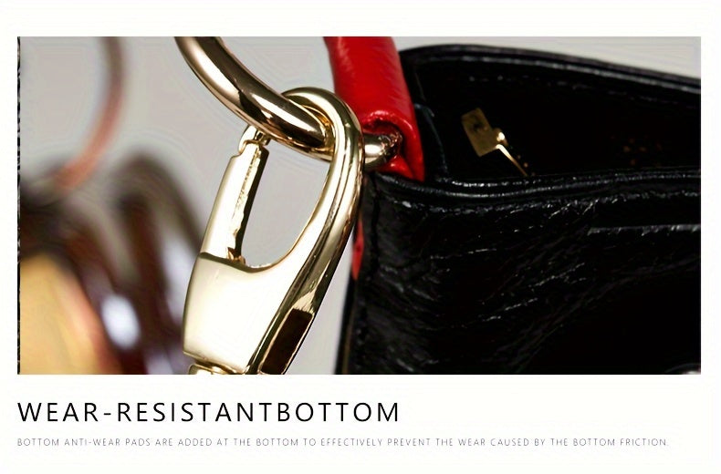Fashionable Motorcycle Bag, Tote Bag, Genuine Leather Women's Bag, Zipper Handbag, Shoulder Bag, Fashionable Hand-held Crossbody Bag