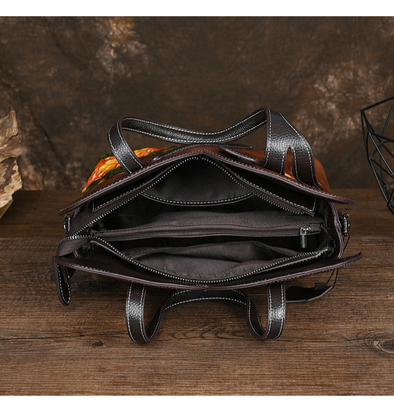Leather Women's Handbag, Vintage One-Shoulder Crossbody Bag, Women's Cheongsam Bag Chinese Style