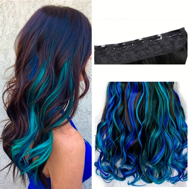 One Piece Hair Extension Synthetic 5 Clip Long Curly Hair Extensions Wig Natural Lifelike Wig