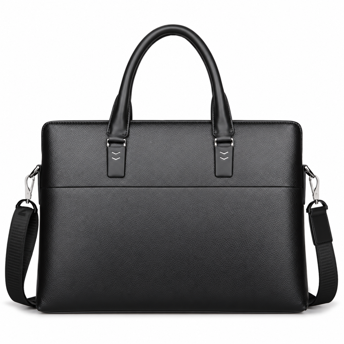 Classic Black Leather Laptop Briefcase Bag