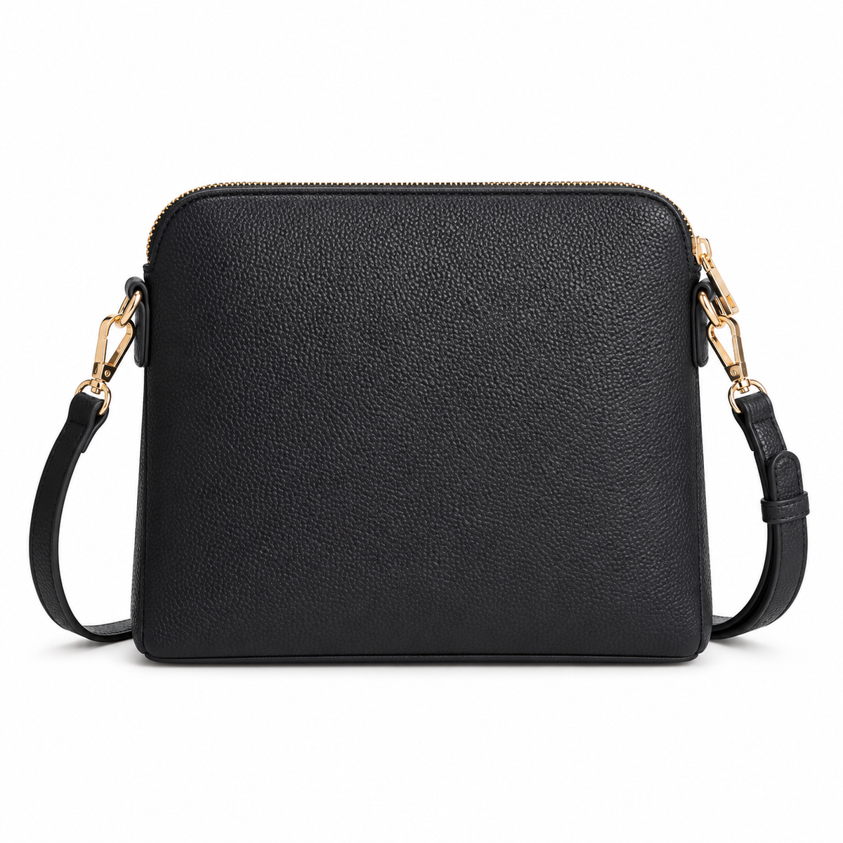 Classic Black Textured Zip Crossbody Bag