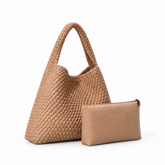 Woven Hobo Bag With Pouch Set