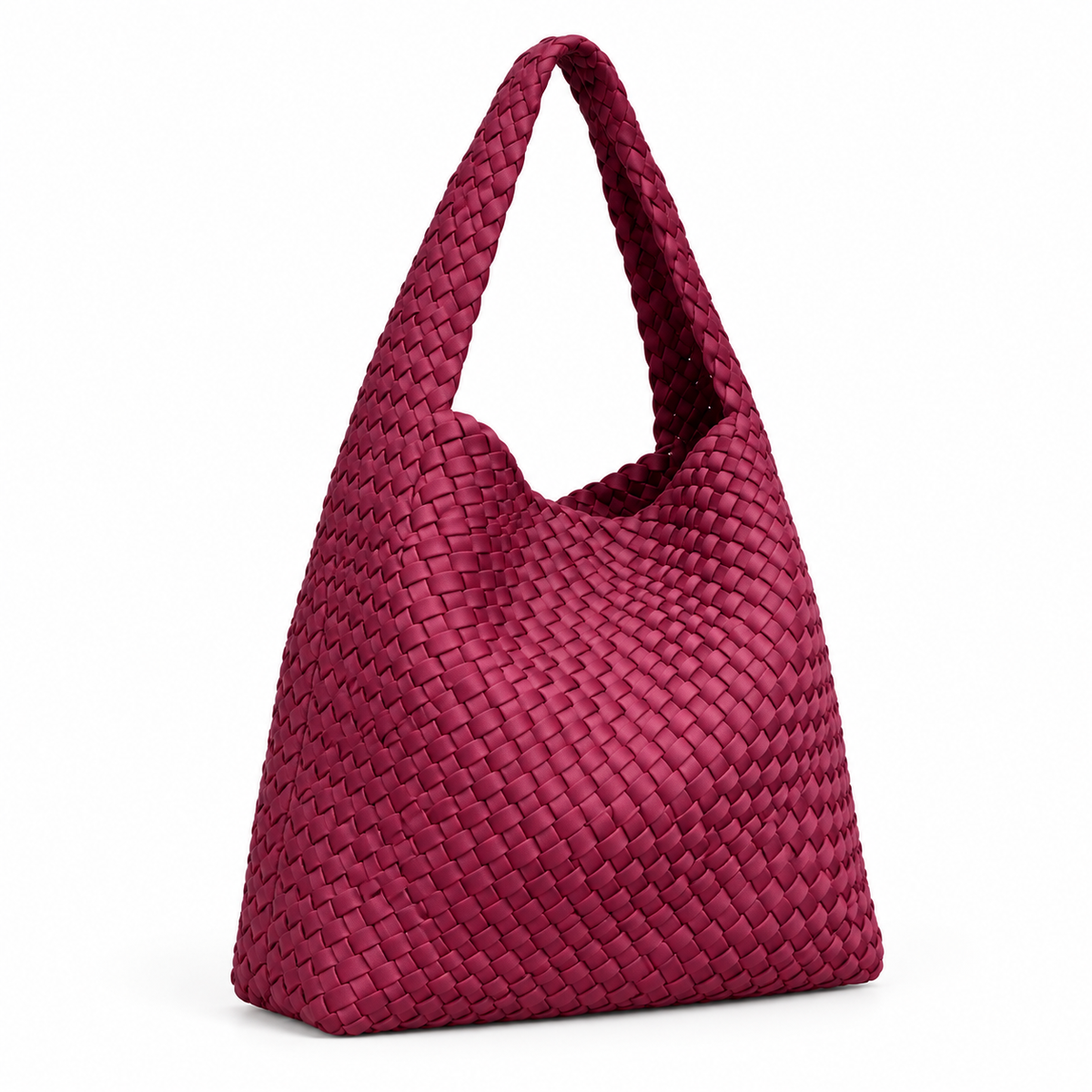 Elegant Burgundy Woven Hobo Shoulder Bag