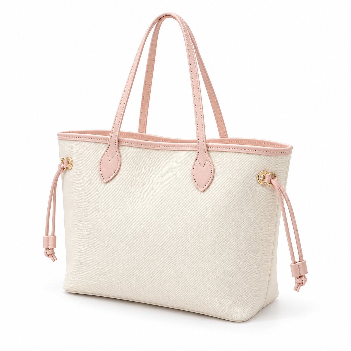 Elegant Vegan Cream Tote Pink Trim