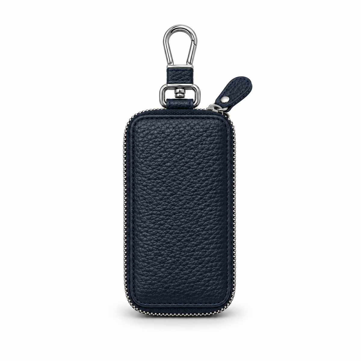 Premium Pebbled Leather Zip-Around Key Case