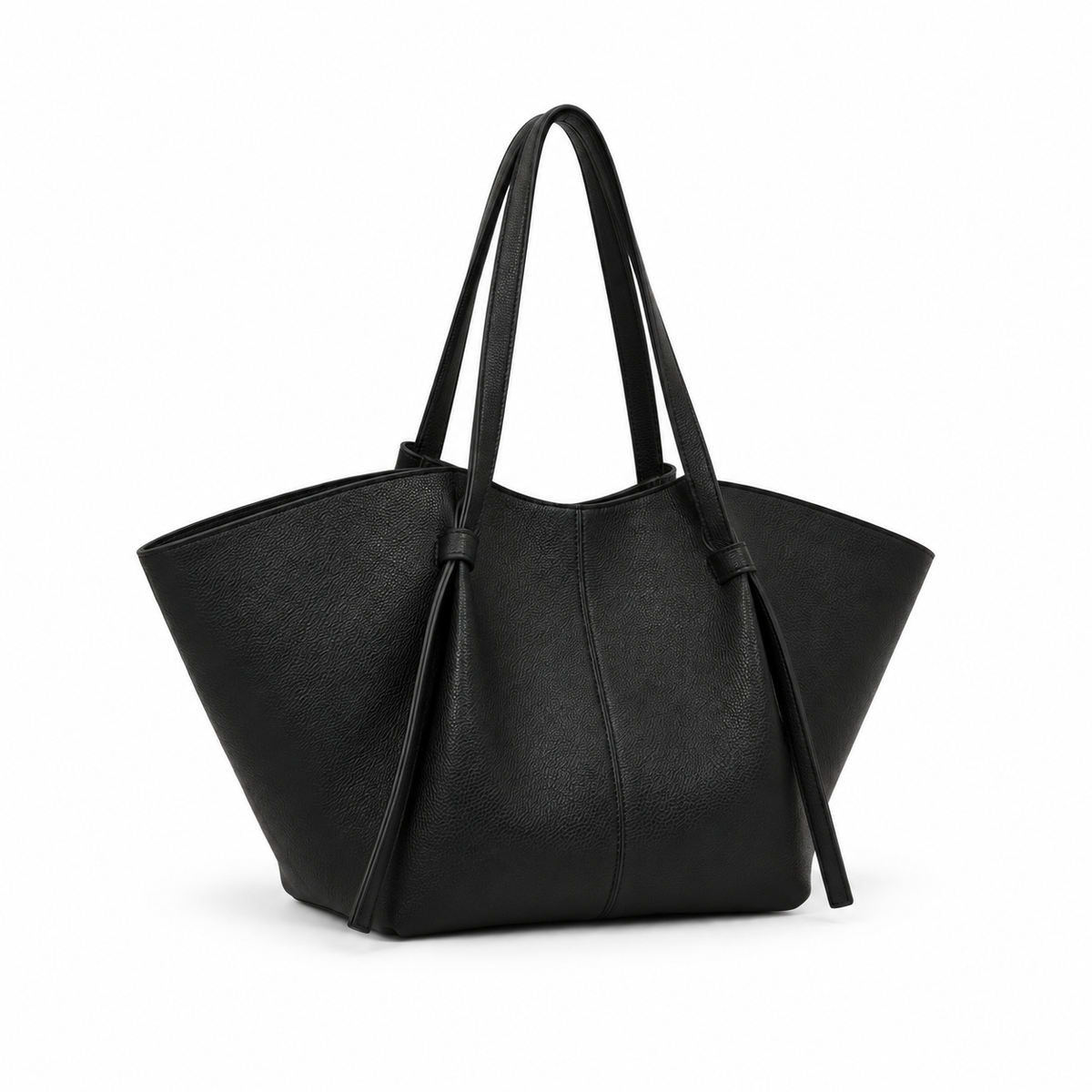 Black Winged Leather Everyday Shoulder Tote