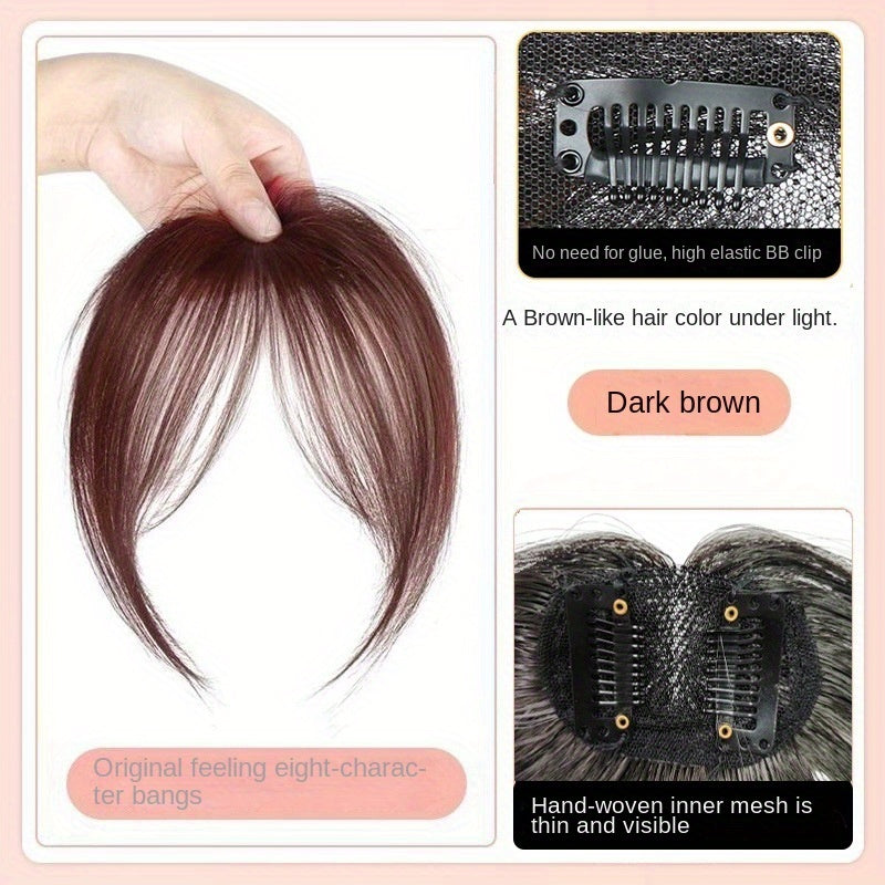 Women's 360° Coverage Synthetic Hairpiece with Middle Part Eight-Character Bangs