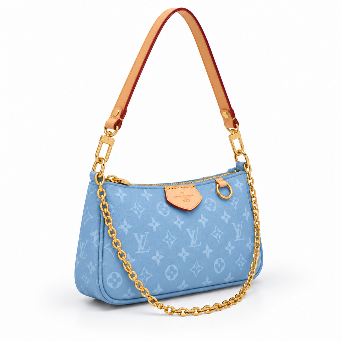 Sky Blue Monogram Chain Shoulder Bag