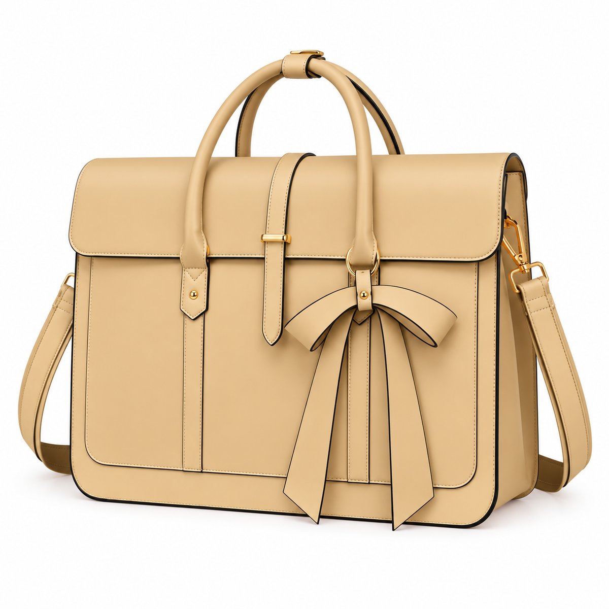 Turmeric Leather Bow Detail Laptop Bag
