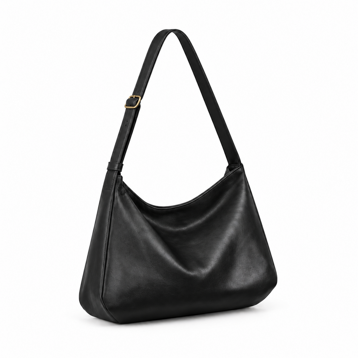 Elegant Black Slouchy Adjustable Crossbody Bag