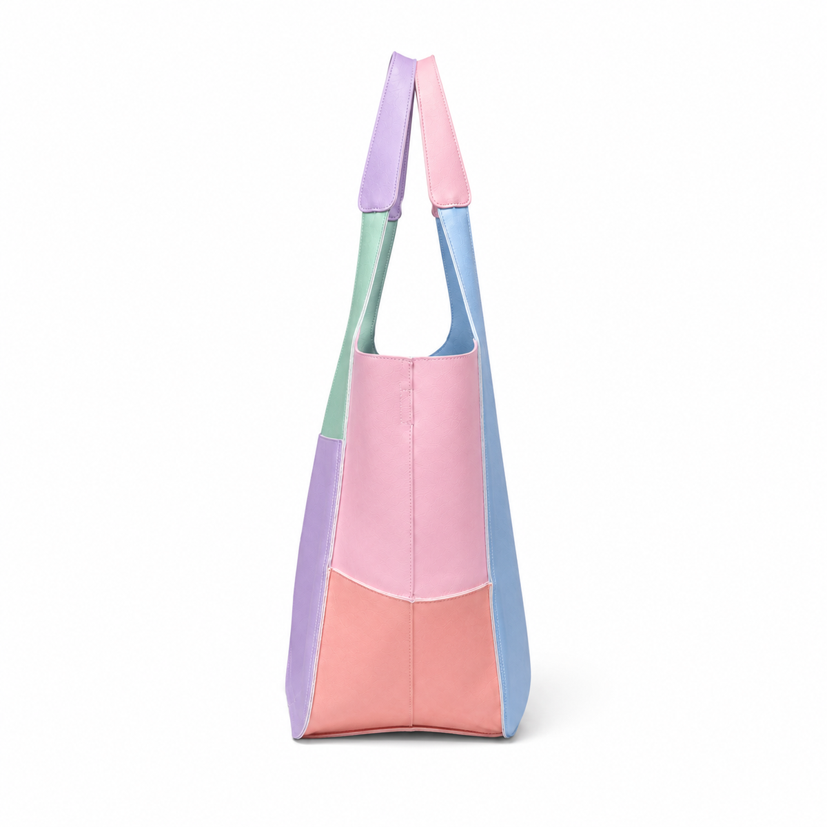 Multicolor Pastel Patchwork Shoulder Tote Bag