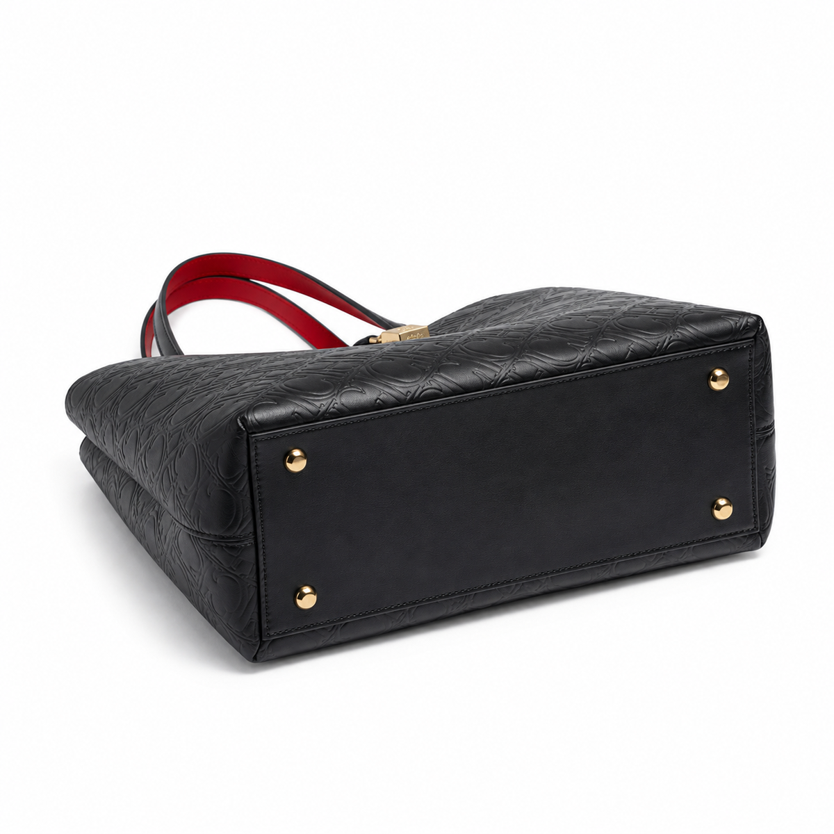 Black Embossed Monogram Tote Bag