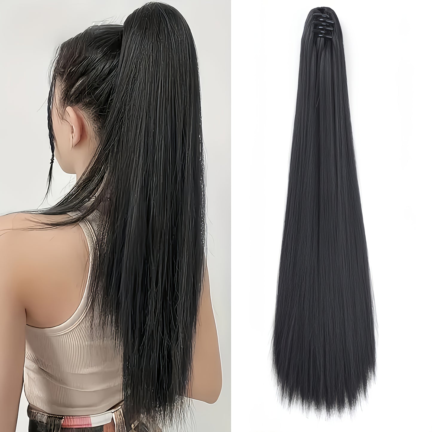 Synthetic Ponytail Extensions with a Long, Straight Design, Perfect for Women Seeking an Elegant Look for Everyday Hair Accessories.