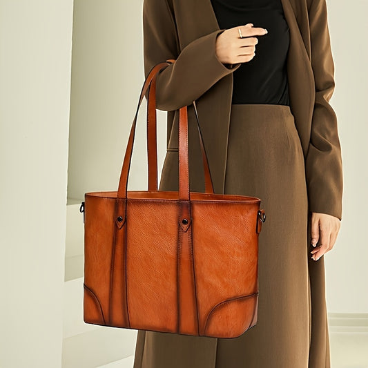 Vintage-Style Genuine Leather Sling Bag for Women - Adjustable Crossbody Handbag with Multiple Compartments, Brown/Burgundy