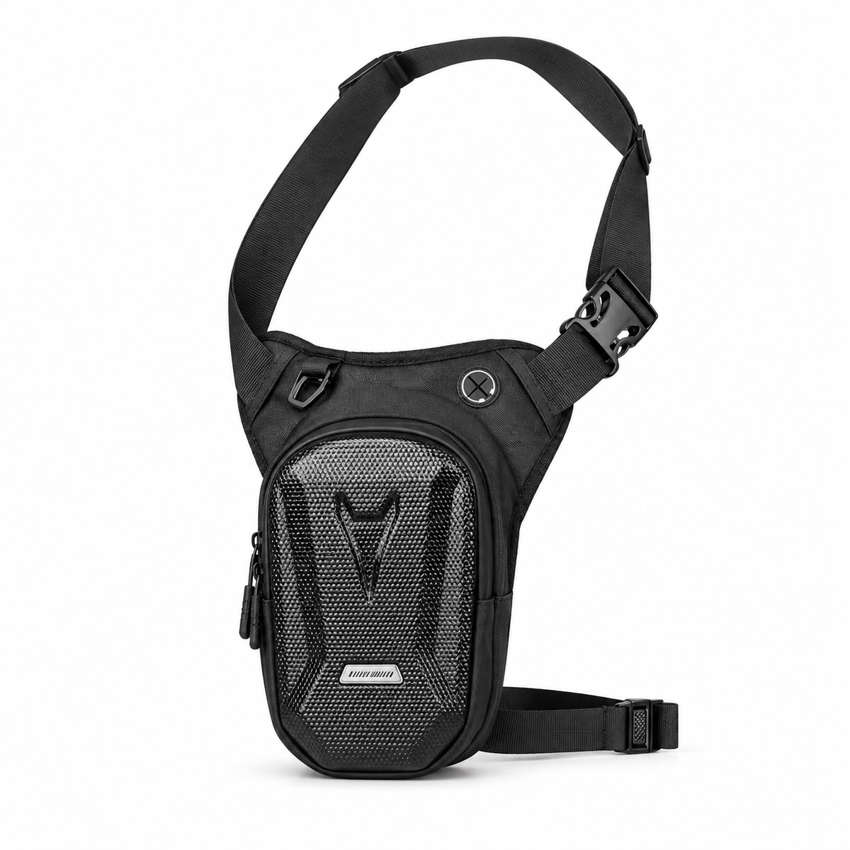 Black Textured Utility Waist Leg Bag