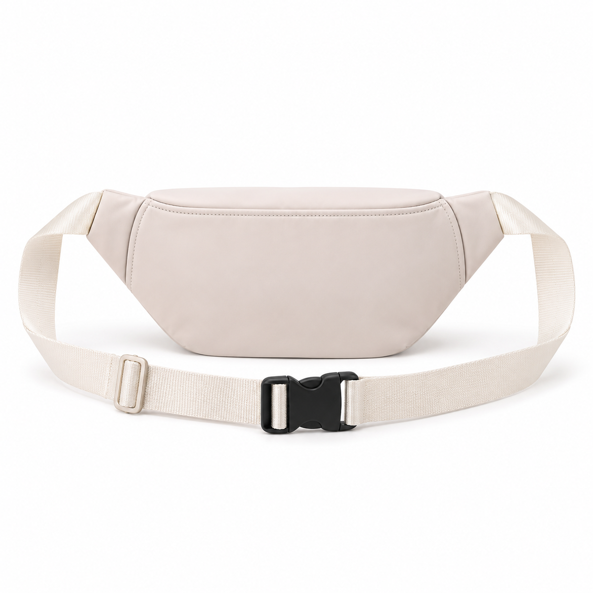 Elegant Cream Waist Bag With Zippers