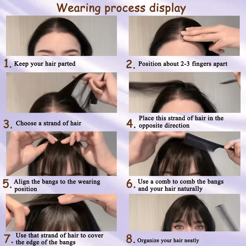 Women'S French Human Hair Bangs | Real Human Hair, Natural Straight Hair with Easy Clip-In Attachment, Elegant Straight Fringe for Dates, Parties, and Everyday Wear, Multifunctional Hair Accessory.