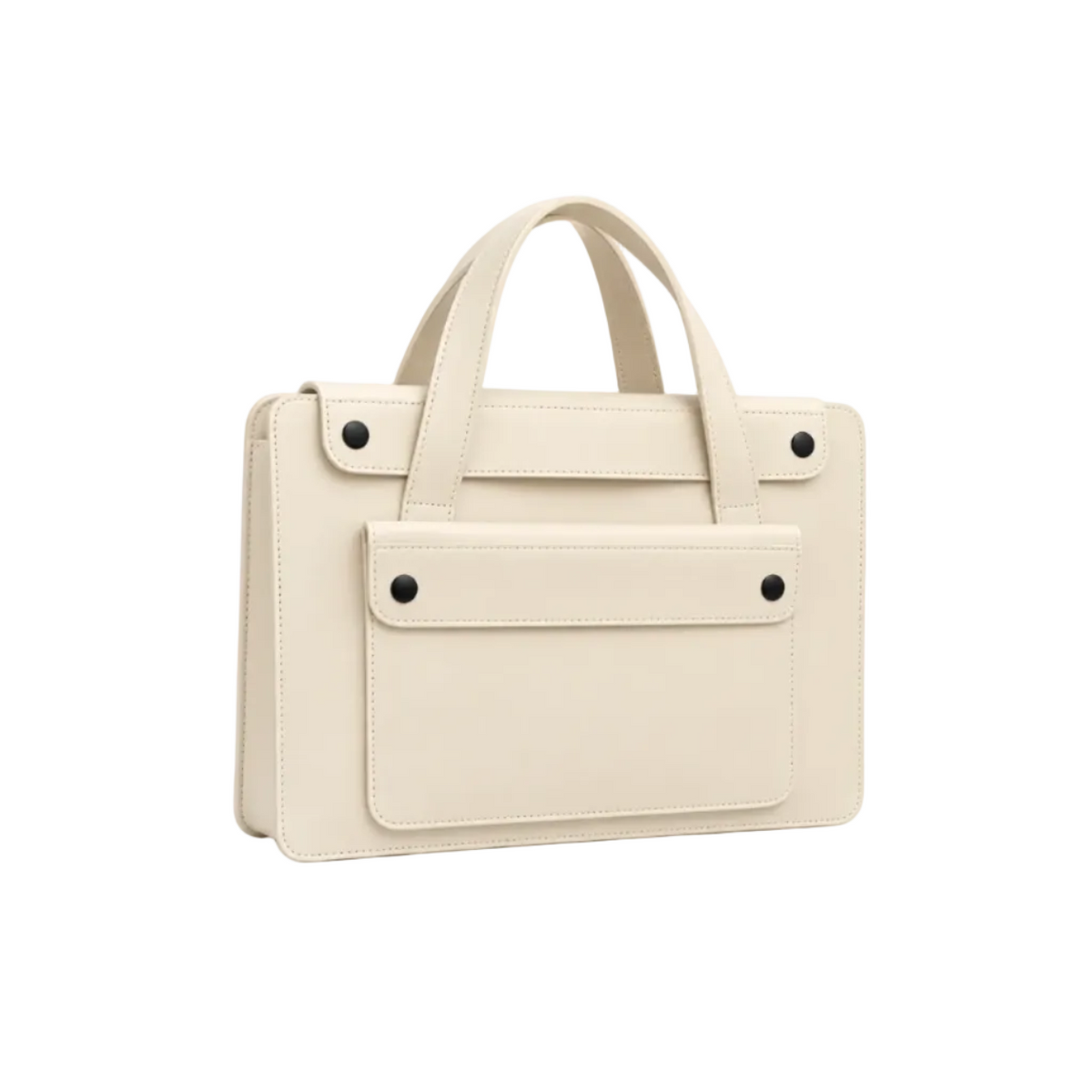 Ivory Leather Laptop Bag With Handles