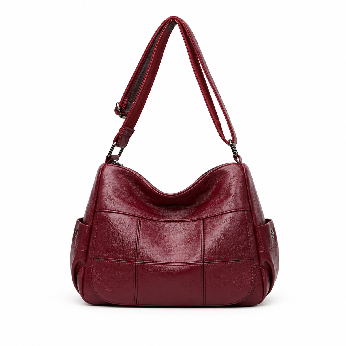 Elegant Burgundy Multi Pocket Crossbody Bag