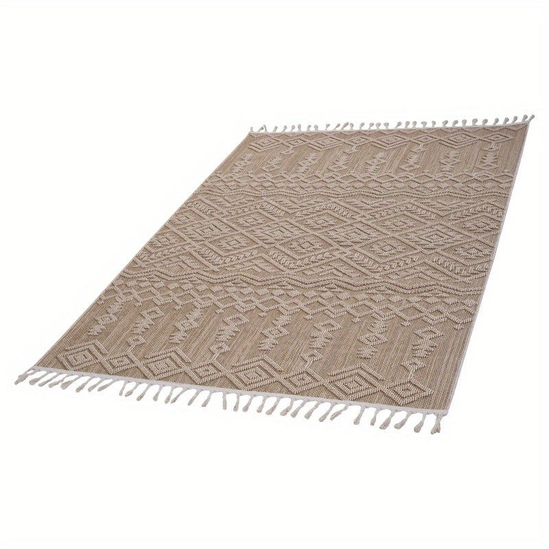 Collection 8x10 Traditional Geometric Pattern Area - Stain-Resistant Non-Shedding Synthetic Fiber, & Pet-Friendly Indoor/Outdoor with Backing, Low Pile (0.28") for Living Room Medium Rugs, Patio, Entryway