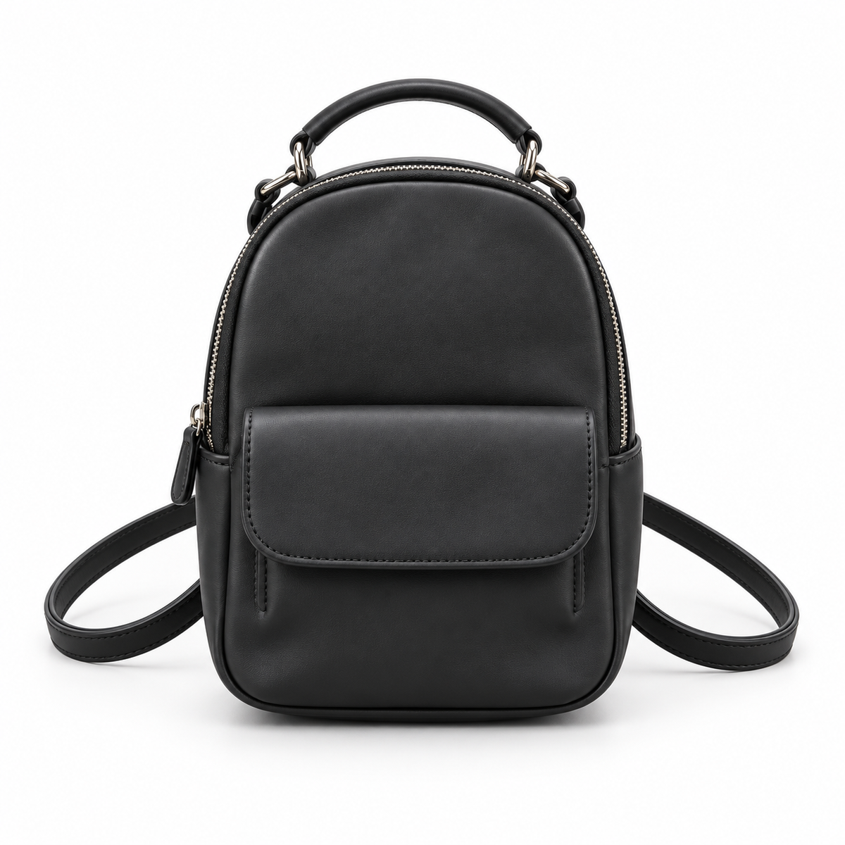 Black Vegan Leather Mini Backpack Bag