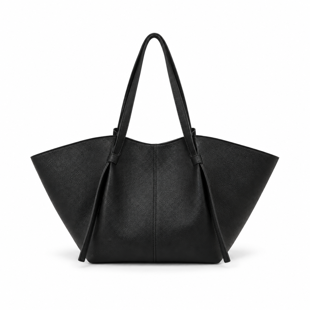Black Winged Leather Everyday Shoulder Tote