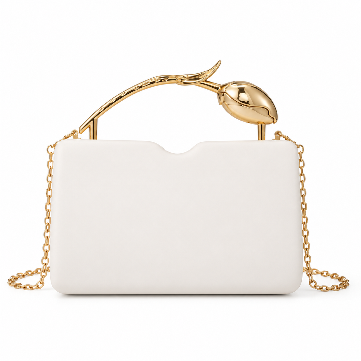 Ivory Vegan Leather Tulip Handle Bag