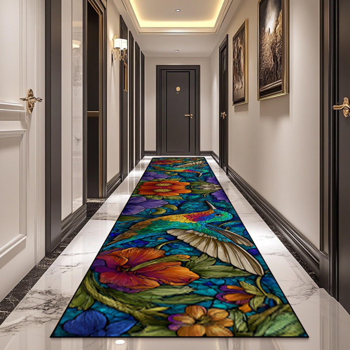 1pc of Vibrant Hummingbird Design Premium Extra-Long Runner Rug Measuring 100Cm (39 Inches) in Width, Featuring a Secure Backing, Ideal for Outdoor Wedding Venues, Party Entrances, Hotel Hallways, Halloween Decorations