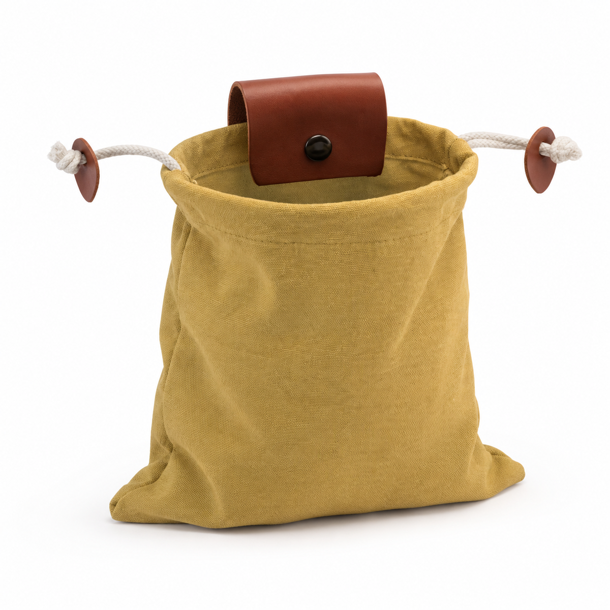 Khaki Fabric Drawstring Waist Belt Pouch