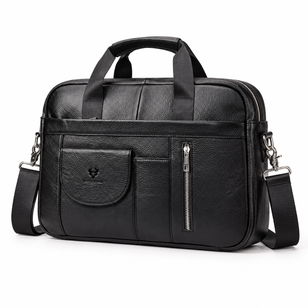 Classic Black Leather Briefcase For Professionals